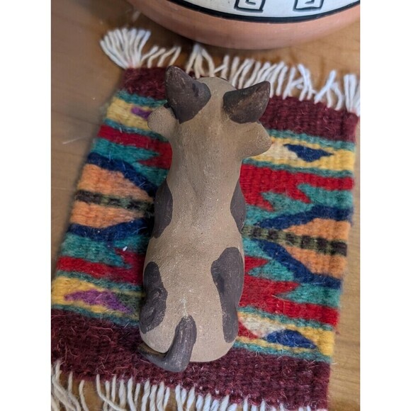 Vintage Peru Pottery Cow Figurine, Clay Native Folk Art, Southwestern Decor - Picture 2 of 9